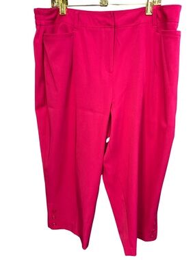 Cato Bright Hot Pink Cropped Pull-On Stretch Pants